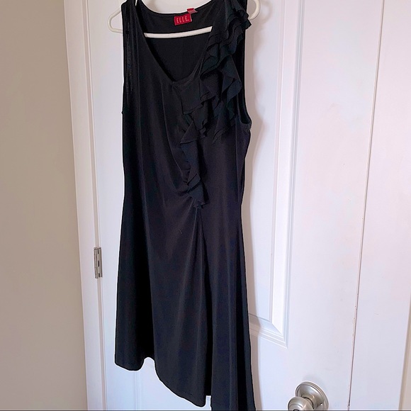 Elle Sleeveless Little Black Dress A-Line with Ruffle Detail - size M - Picture 4 of 6